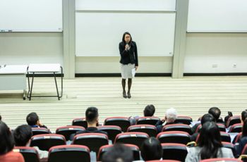 a person giving a lecture
